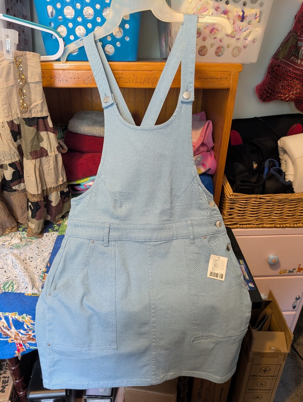Lt Blue Denim Overall Dress
